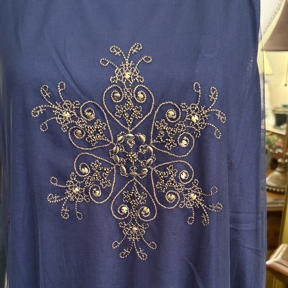 🎉SALE🎉Hayden Navy Blue Embroidered Tank Top - Picture 2 of 12